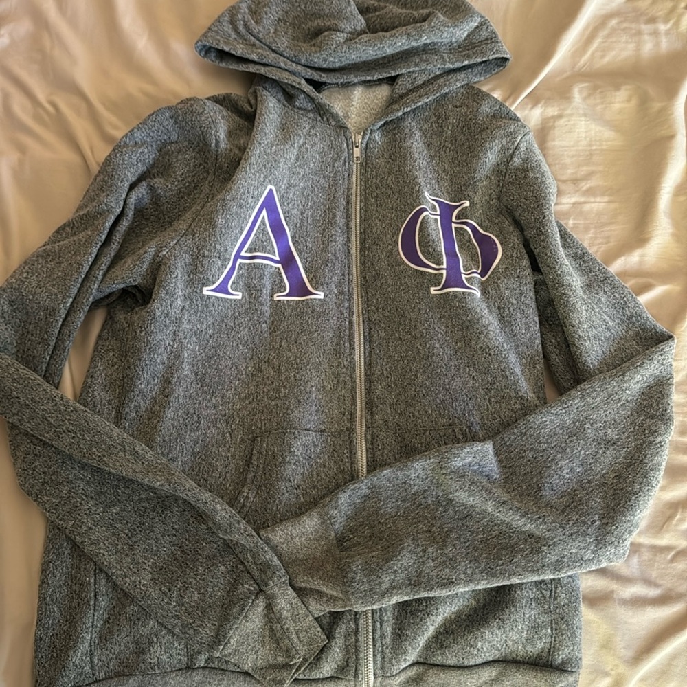 Alpha Phi Purple Letters Zipper Hoodie Jacket